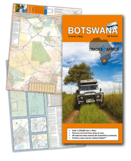 Botswana Papierkarte von Tracks4Africa